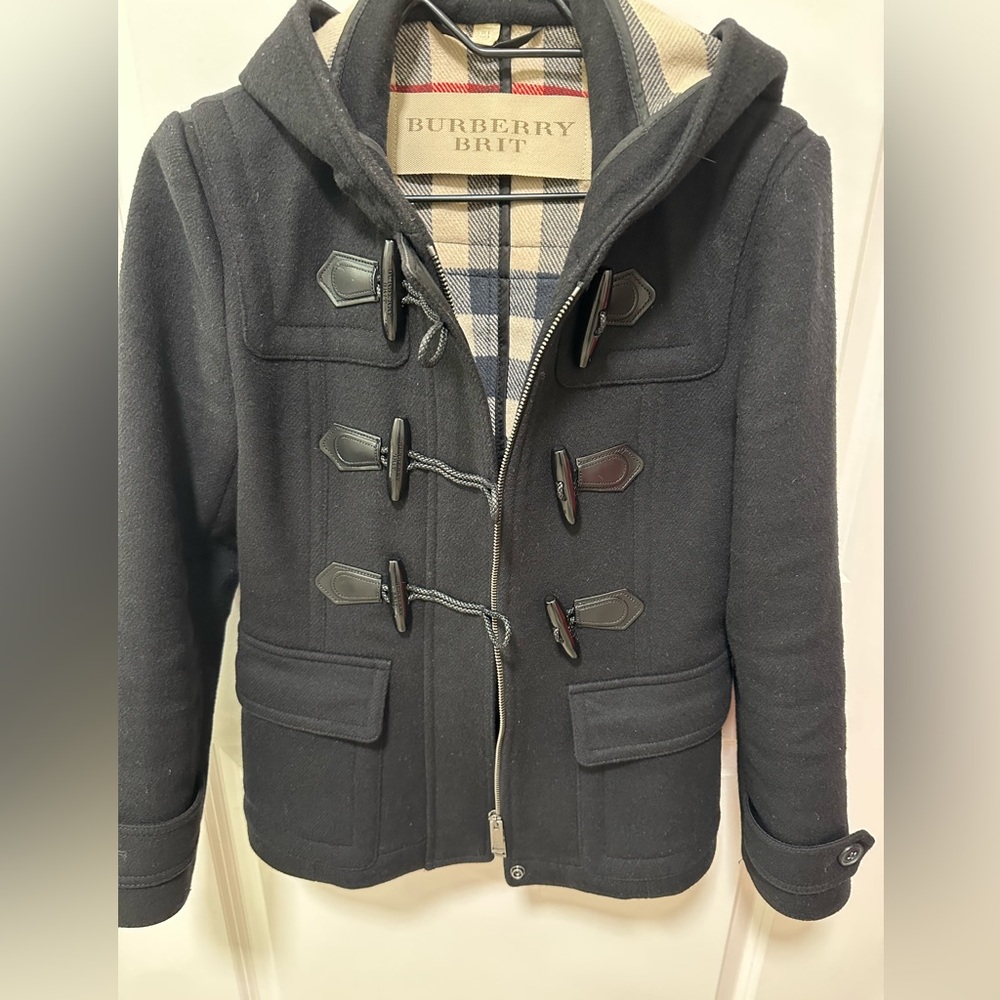 Authentic Burberry Brit black Toggle Coat 36 6